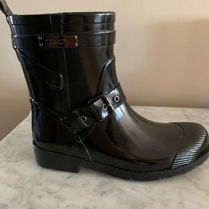 COACH black rain boots NWOT